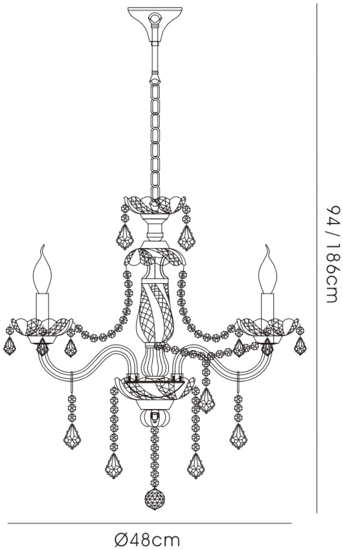IL30451  Tiana Crystal Chandelier 4 Light